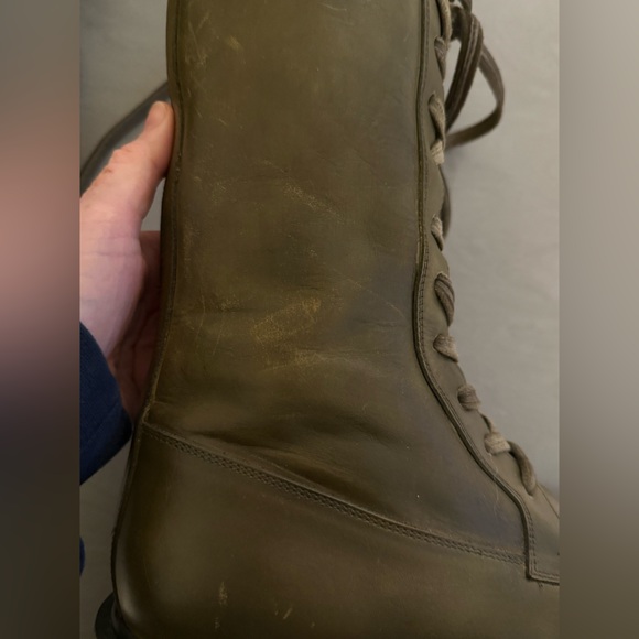 Free People Jones Lug Sole Leather Lace Up Boots in Artichoke. NEW - Picture 8 of 9